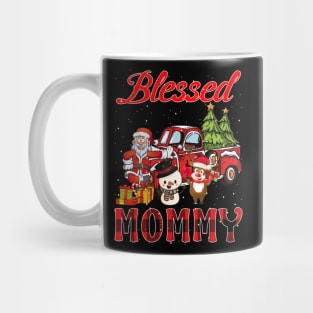Blessed Mommy Red Plaid Christmas Mug